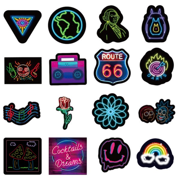 Стикеры Неоновые для распечатки