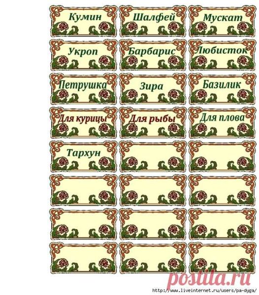 Наклейки для специй