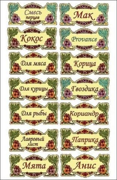 Наклейки для специй