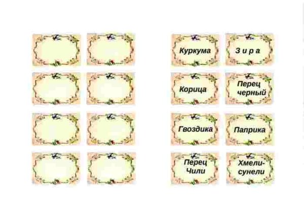 Этикетки на баночки для специй и пряностей и круп