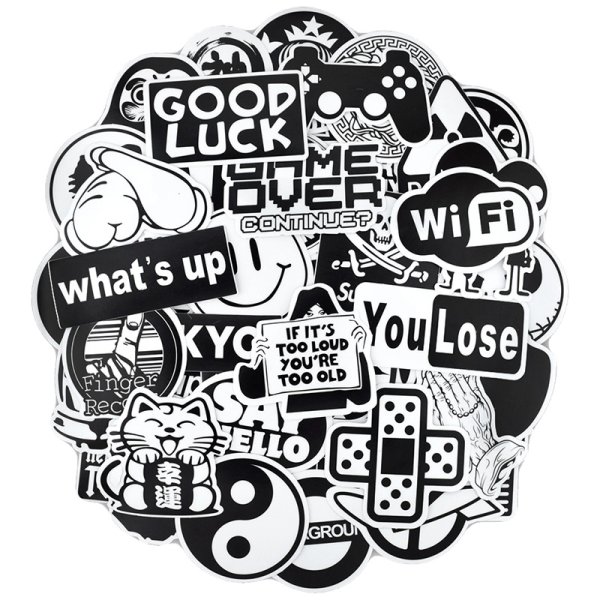 Стильная черно белая наклейка