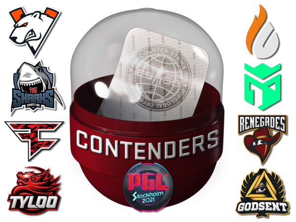 Капсула с наклейками претендентов PGL Major Stockholm 2021