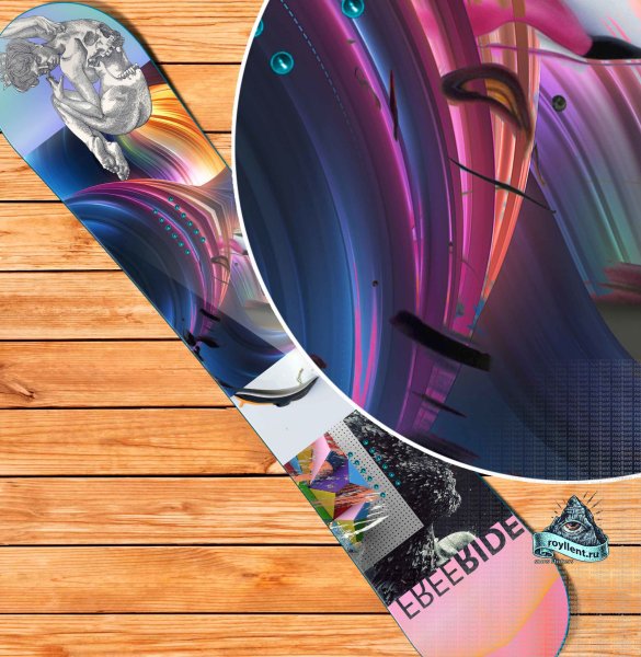 Сноуборд обклеенный стикерами