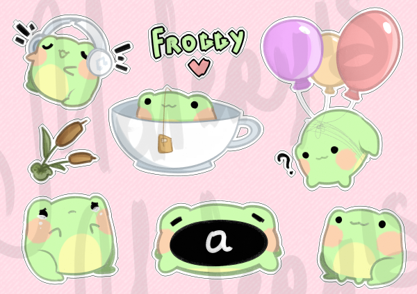 Стикеры лягушки милые