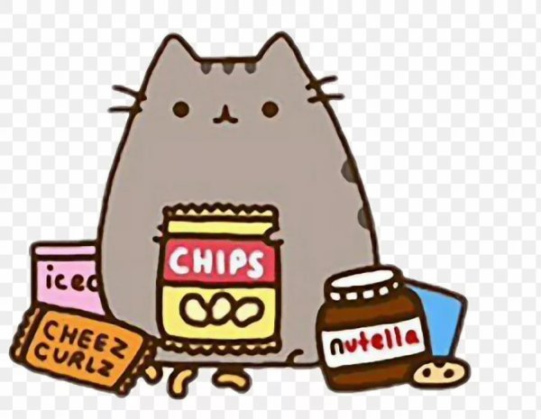 Стикер кот Пушин с Нутеллой