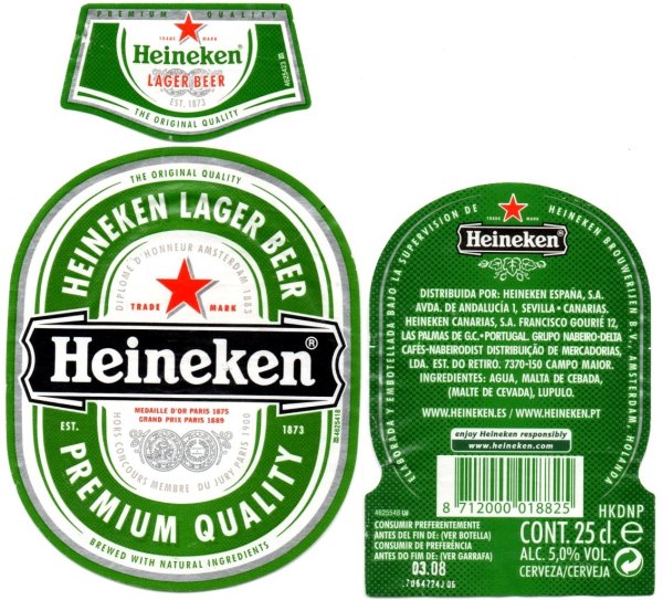 Этикетка пива Хайнекен