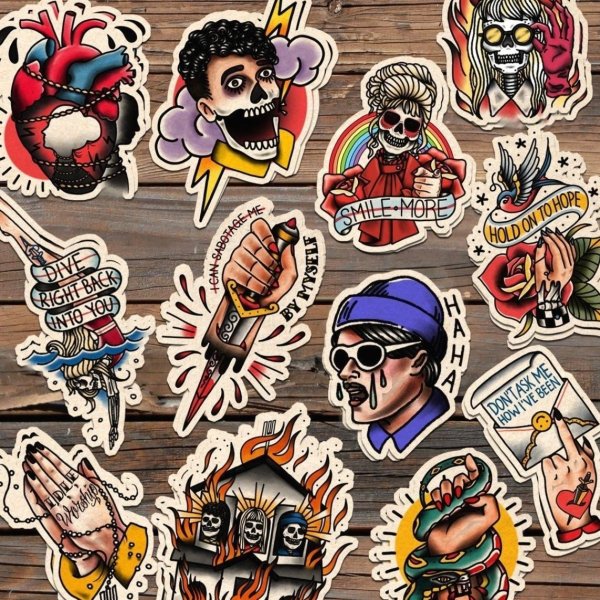 Наклейки тату Олд скул