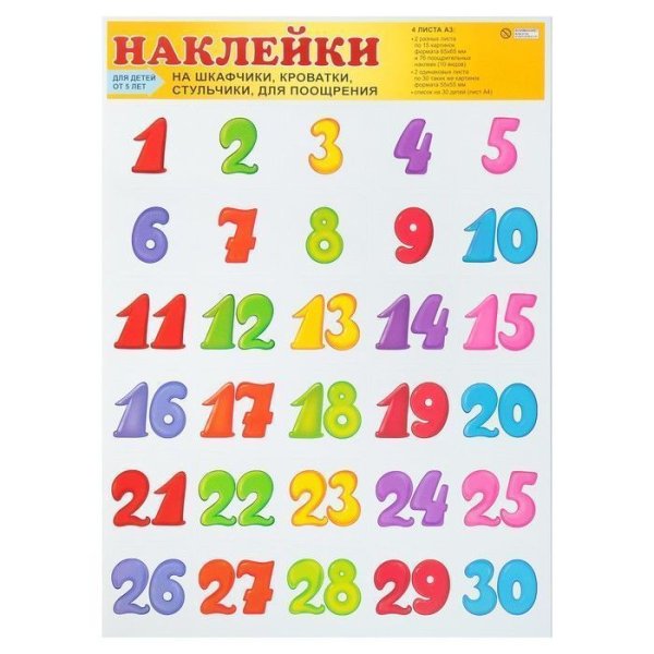 Наклейки цифры для детей