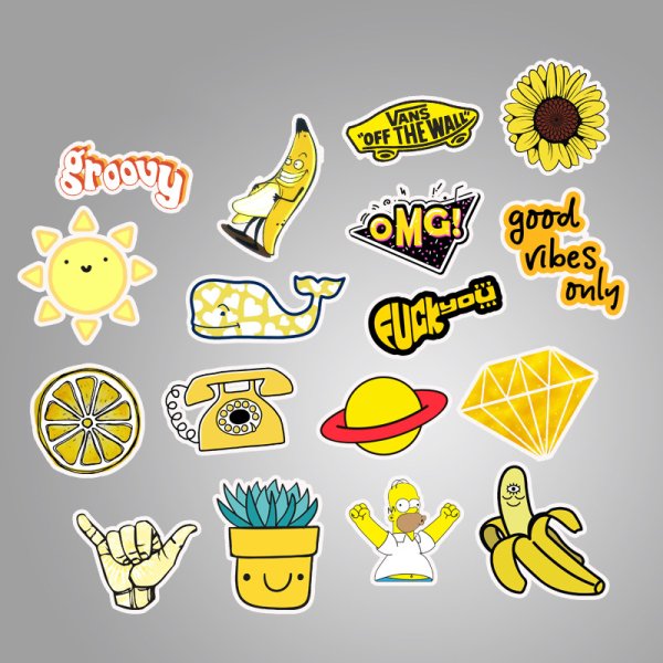 Наклейки в жёлтом стиле