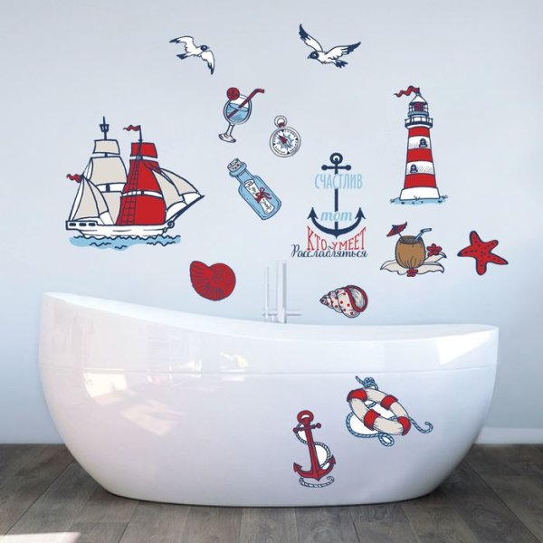 Наклейки в ванную комнату