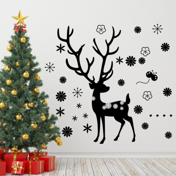 Новогодние трафареты на стену