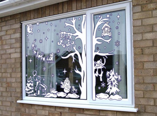 Новогодние витражи на окна
