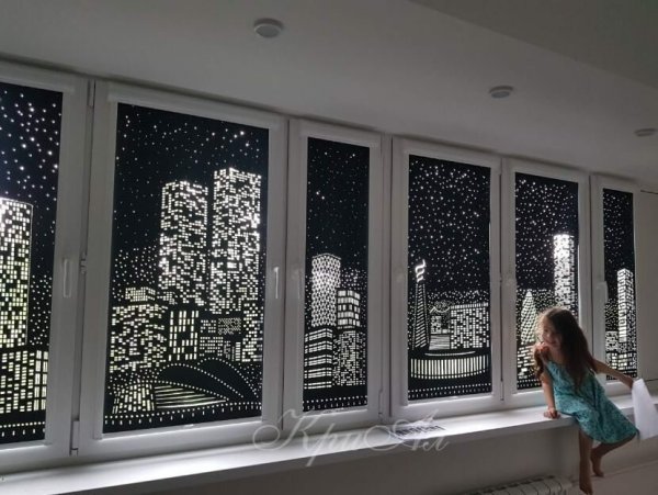 Рулонные шторы perforollo ночной город