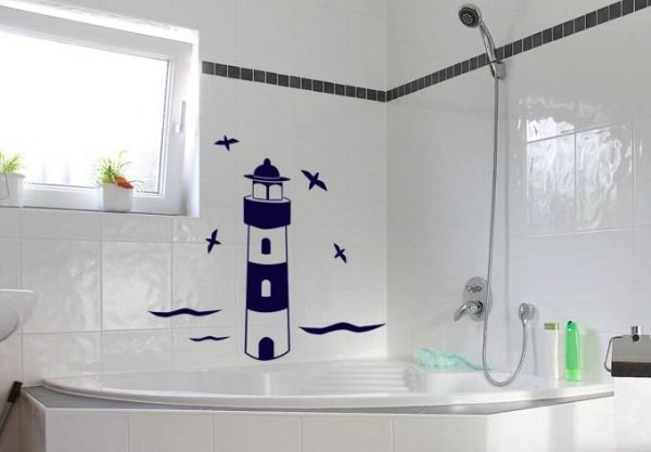 Рисование на плитке в ванной