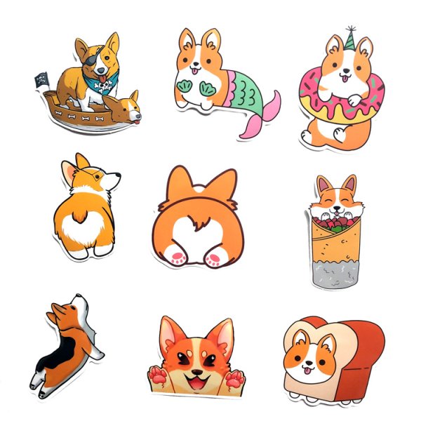 Наклейки с собаками корги