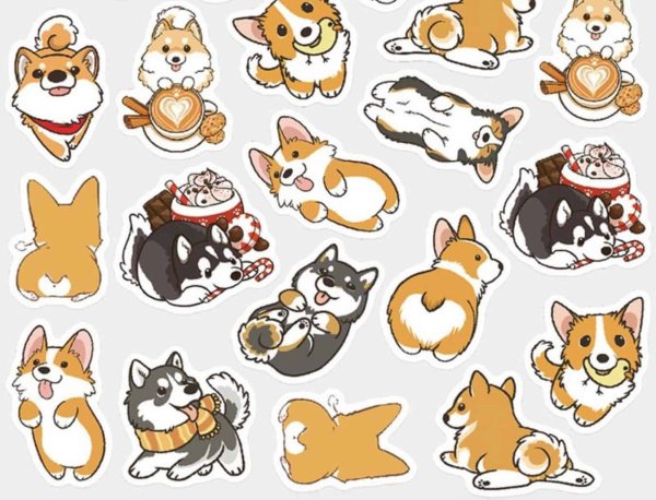 Набор наклеек с корги