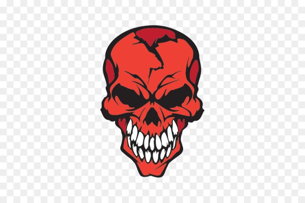 Белый череп на Красном фоне