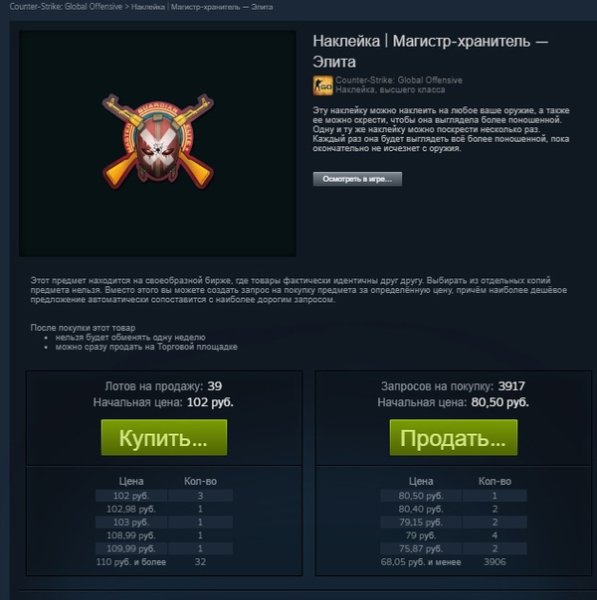 Master Guardian Elite наклейка