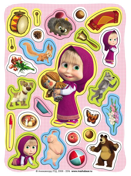 100 Наклеек Росмэн Маша и медведь