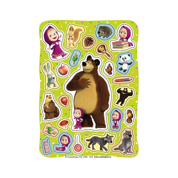 100 Наклеек Маша и медведь медведь