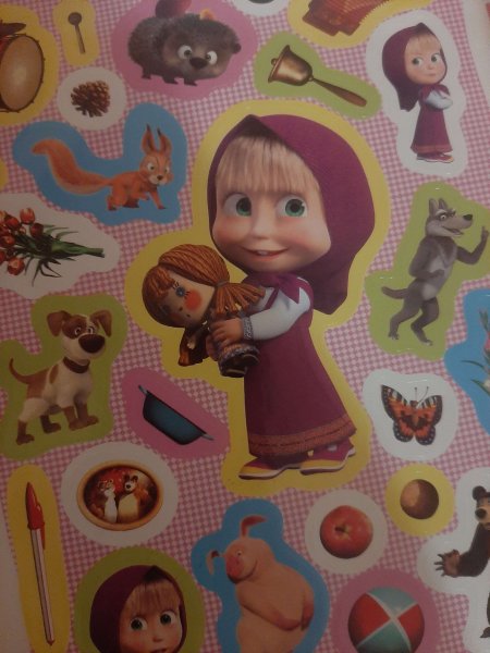Наклейки Маша и медведь самодельные