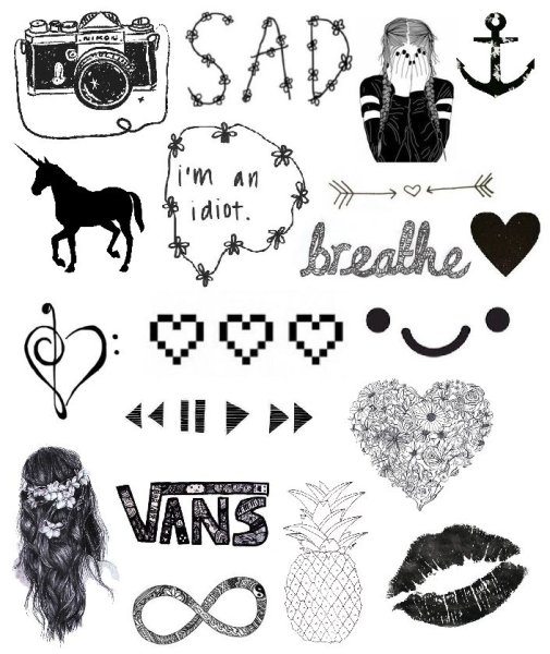 Чёрно-белые Стикеры для распечатки