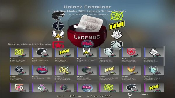 Капсула с наклейками претендентов PGL Major Stockholm 2021