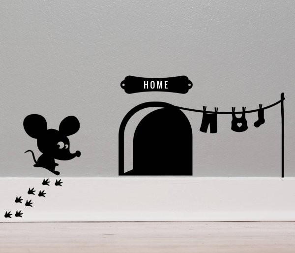 Наклейка на стену мышка в норке