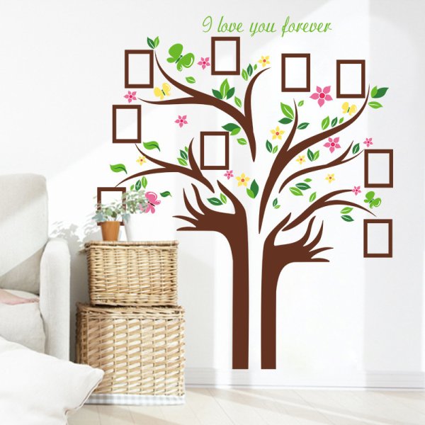 Трафареты на стену дерево с фоторамками
