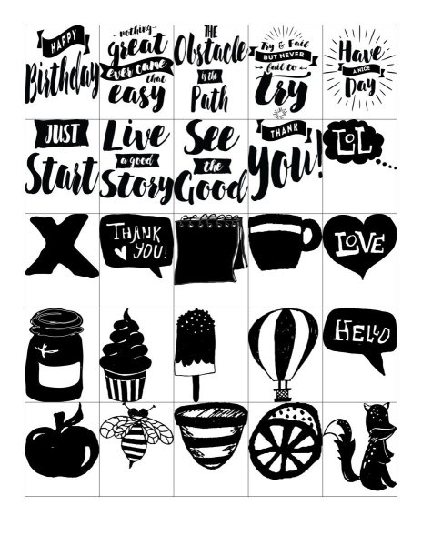 Наклейки для блокнота черно-белые