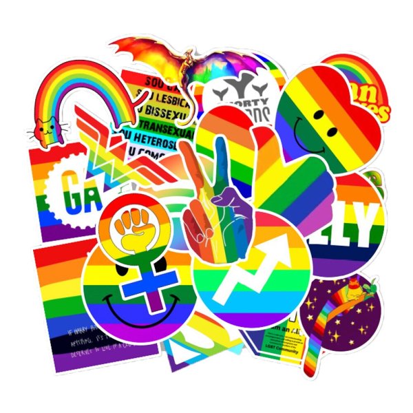 Разноцветные наклейки с радугой