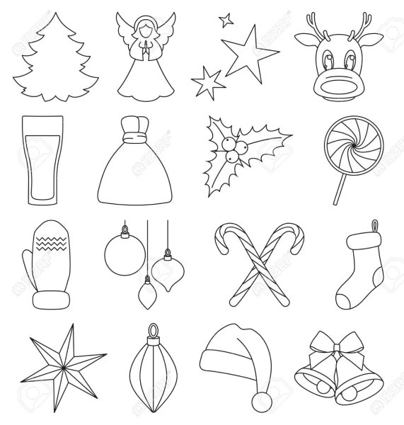 Наклейки к новому году черно белые