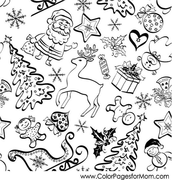 Новогодние наклейки черно белые