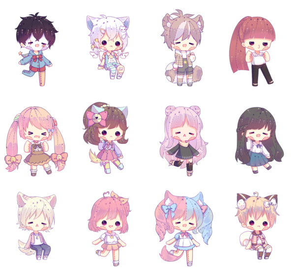 Мини наклейки аниме