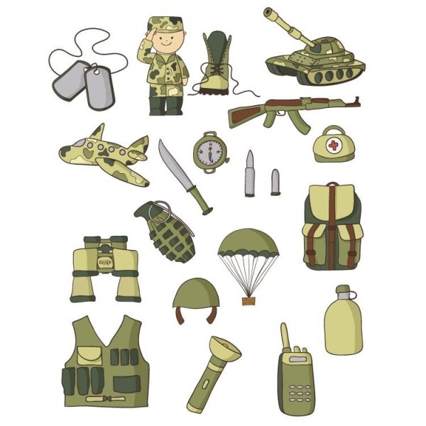 Наклейки в стиле военных