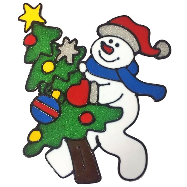 Гелевые наклейки на стекло новогодние