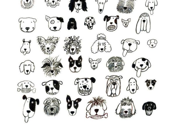 Стикеры собаки черно белые