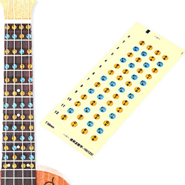 Наклейки гриф укулеле с нотами