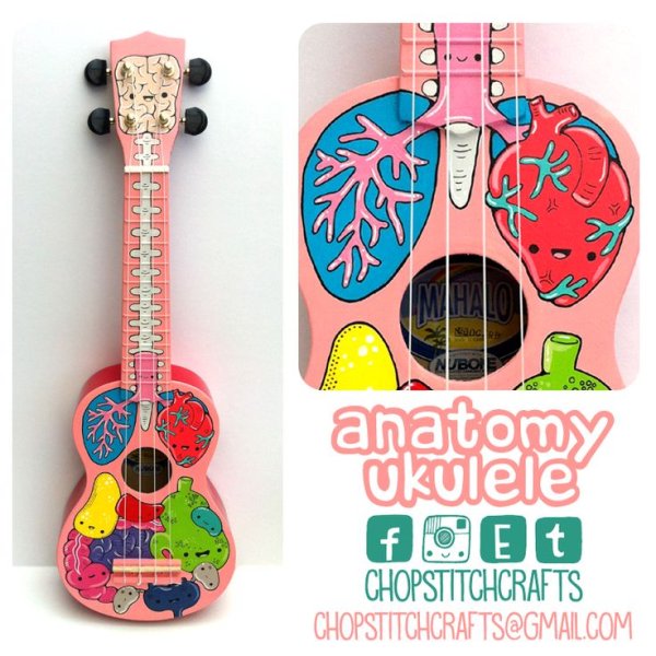 Розовая укулеле рисунок
