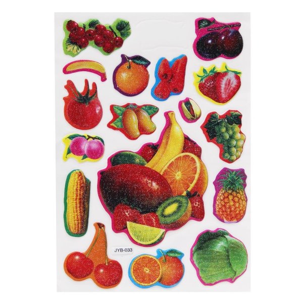 С наклейками фрукты и ягоды