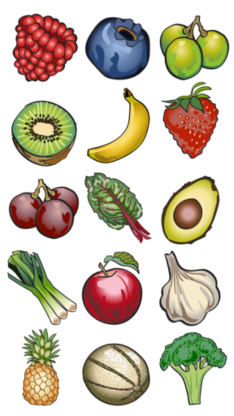 Маленькие фрукты и овощи