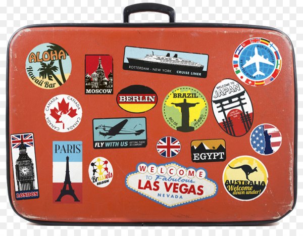 Дорожный чемодан с наклейками