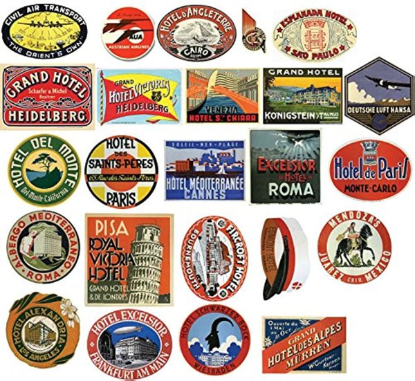 Ретро наклейки на чемодан