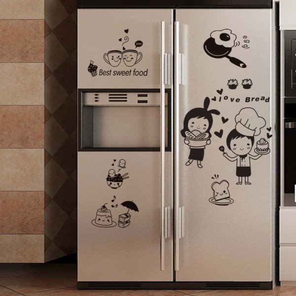 Наклейка черная бабочка на холодильник