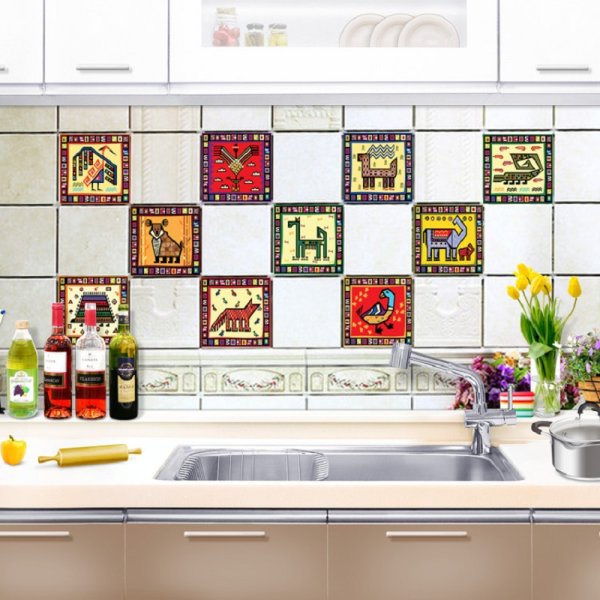 Самоклеющаяся плитка для кухни на фартук