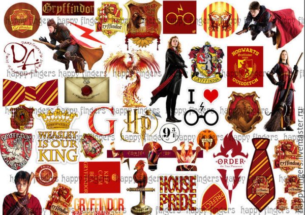 Наклейки Гарри Поттер Гриффиндор Пуффендуй