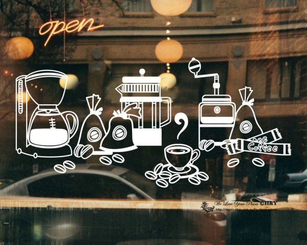 Наклейки на витрины кафе