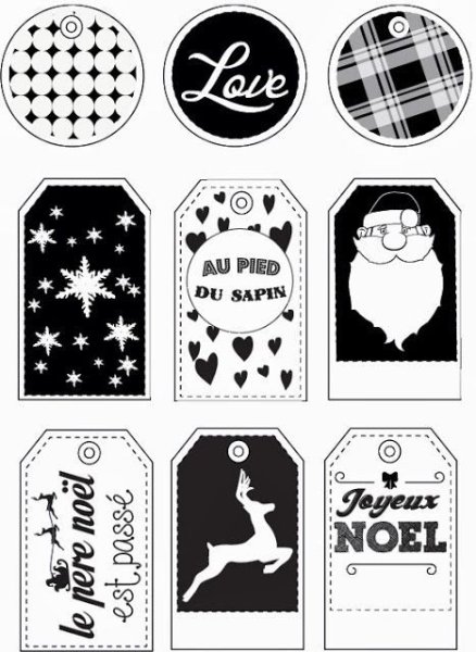 Ярлычки для подарков черно белые