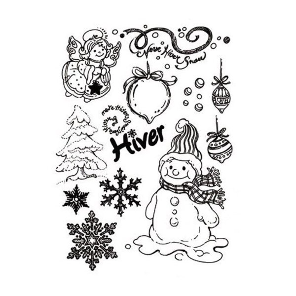 Новогодние наклейки черно белые