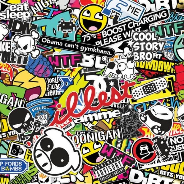 Наклейки стикербомбинг черно белая